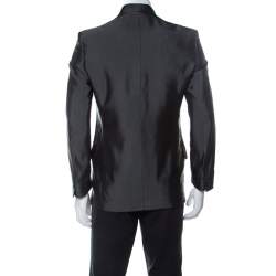 مملوكة مسبقًا جاكيت بليزر روبرتو كافالي طية صدر السترة متباينة في اللون خليط صوف  فينيش ميتاليك M