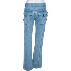 Pre Owned Roberto Cavalli Indigo Light Wash Denim Cargo Jeans S