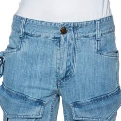 Pre Owned Roberto Cavalli Indigo Light Wash Denim Cargo Jeans S
