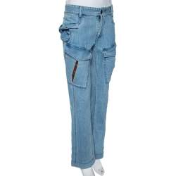 Pre Owned Roberto Cavalli Indigo Light Wash Denim Cargo Jeans S