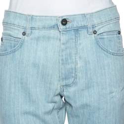 Pre Owned Roberto Cavalli Indigo Light Wash Denim Distressed Straight Fit Jeans S