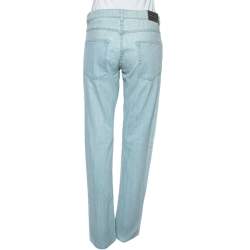 Pre Owned Roberto Cavalli Indigo Light Wash Denim Distressed Straight Fit Jeans S