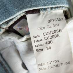 Pre Owned Roberto Cavalli Indigo Light Wash Denim Distressed Straight Fit Jeans S