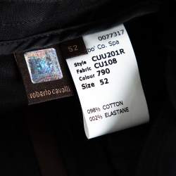 Pre Owned Roberto Cavalli Black Stretch Cotton Straight Fit Trousers XL