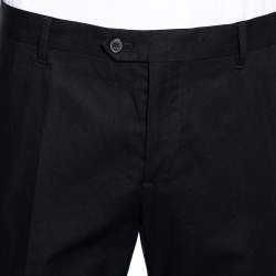Pre Owned Roberto Cavalli Black Stretch Cotton Straight Fit Trousers XL