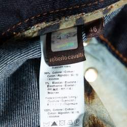 Pre Owned Roberto Cavalli Indigo Denim Embroidered Pocket Detail Straight Fit Jeans S 