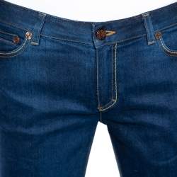 Pre Owned Roberto Cavalli Indigo Denim Embroidered Pocket Detail Straight Fit Jeans S 