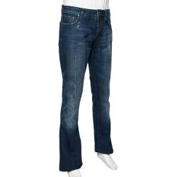 Roberto Cavalli Blue Dragon Effect Denim Boot Cut Jeans S 