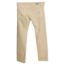 Pre Owned Roberto Cavalli Beige Distressed Denim Contrast Trim Detail Jeans L