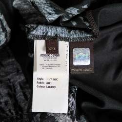 Pre Owned Roberto Cavalli Dark Green Cotton Abstract Animal Pattern Polo T Shirt XXL