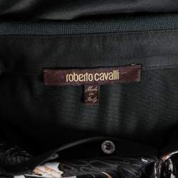 Pre Owned Roberto Cavalli Dark Green Cotton Abstract Animal Pattern Polo T Shirt XXL