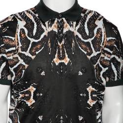 Pre Owned Roberto Cavalli Dark Green Cotton Abstract Animal Pattern Polo T Shirt XXL
