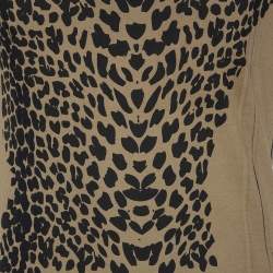 مملوكة مسبقًا تي شيرت روبرتو كافالي رقبة حرف في قطن مطبوع بيج داكن مقاس متوسط