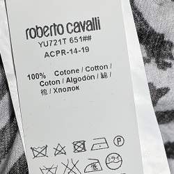 Pre Owned Roberto Cavalli Brown & White Cotton Knit Long Sleeve T-Shirt XXL