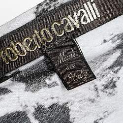 Pre Owned Roberto Cavalli Brown & White Cotton Knit Long Sleeve T-Shirt XXL