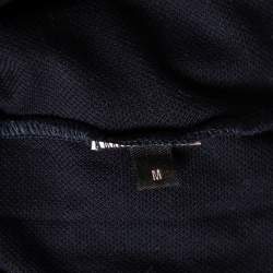 Pre Owned تي شيرت بولو روبرتو كافالي مطرز أيقونة شعار بيك قطن كحلي مقاس متوسط