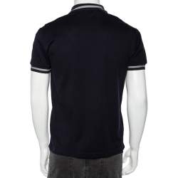 Pre Owned تي شيرت بولو روبرتو كافالي مطرز أيقونة شعار بيك قطن كحلي مقاس متوسط