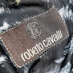 Pre Owned Roberto Cavalli Black Wool Embellished Trimmed Buttoned Jacket M