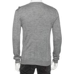 Roberto Cavalli Grey Knit Pocketed Button Front Cardigan M
