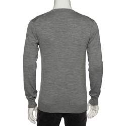 Pre Owned Roberto Cavalli Grey Knit Pocketed Button Front Cardigan M