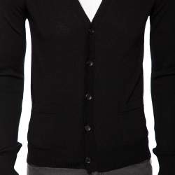 مملوكة مسبقًا Roberto Cavalli Black Knit Pocketed Button Front Cardigan M