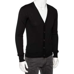 مملوكة مسبقًا Roberto Cavalli Black Knit Pocketed Button Front Cardigan M