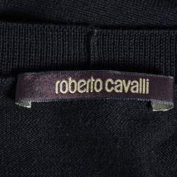 مملوكة مسبقًا Roberto Cavalli Black Knit Pocketed Button Front Cardigan M