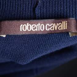 Roberto Cavalli Navy Blue Knit Pocketed Button Front Cardigan M