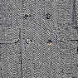 Roberto Cavalli Grey Wool Herringbone Double Breasted Coat XL