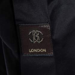 Pre Owned Roberto Cavalli Black Cotton Logo Crest Embroidered Button Front Shirt XL