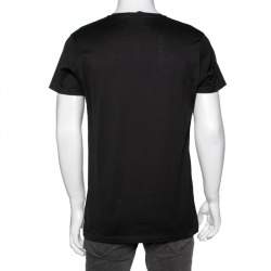 Pre Owned Roberto Cavalli Black Printed Cotton Short Sleeve Oversized T-Shirt M