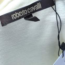 Pre Owned Roberto Cavalli Yellow Snakeskin Printed Cotton Pique Polo T-Shirt XL