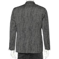 مملوكة مسبقًا Roberto Cavalli Monochrome Patterned Wool Button Front Jacket M
