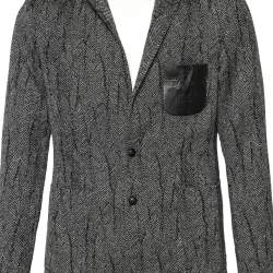 مملوكة مسبقًا Roberto Cavalli Monochrome Patterned Wool Button Front Jacket M