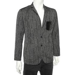 مملوكة مسبقًا Roberto Cavalli Monochrome Patterned Wool Button Front Jacket M