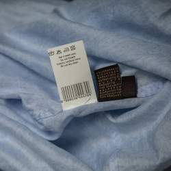 Pre Owned Roberto Cavalli Blue Floral Printed Full Sleeves Shirt L