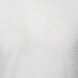 Pre Owned تي شيرت روبرتو كافالي تريكو أبيض منقوش برقبة مستديرة أكمام قصيرة مقاس متوسط - ميديوم