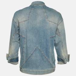 Pre Owned جاكيت روبرتو كافالي تراكر دنيم أزرق نيلي فاتح مقاس إكس إكس لارج