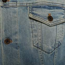 Pre Owned جاكيت روبرتو كافالي تراكر دنيم أزرق نيلي فاتح مقاس إكس إكس لارج