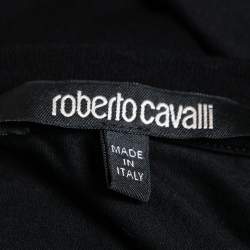 Pre Owned Roberto Cavalli Black Eagle Printed Cotton Short Sleeve T-Shirt L