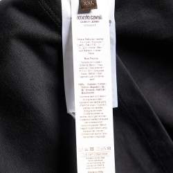 Pre Owned Roberto Cavalli Black Logo Detail Cotton Knit T-Shirt XXL
