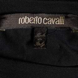 Pre Owned Roberto Cavalli Black Logo Detail Cotton Knit T-Shirt XXL