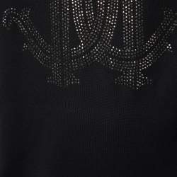Pre Owned Roberto Cavalli Black Logo Detail Cotton Knit T-Shirt XXL