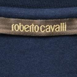 Roberto Cavalli Navy Blue Cotton Snake Logo Print T-Shirt XL Roberto ...