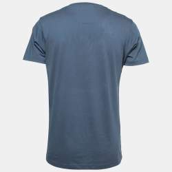 Pre Owned Roberto Cavalli Blue Signature Striking Tiger Print Cotton T-Shirt L