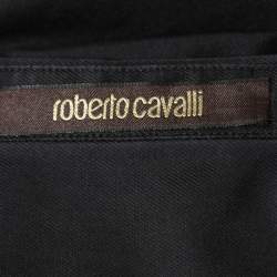 Pre Owned Roberto Cavalli Black Floral Print Cotton & Silk Button Front Shirt M