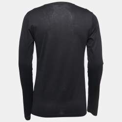 Pre Owned Roberto Cavalli Black Printed Cotton Full Sleeve T-Shirt S