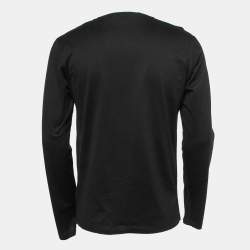 Pre Owned Roberto Cavalli Black Abstract Print Cotton Long Sleeve T-Shirt M