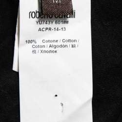 Pre Owned Roberto Cavalli Black Abstract Print Cotton Long Sleeve T-Shirt M