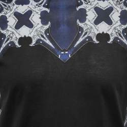Pre Owned Roberto Cavalli Black Printed Cotton Crew Neck T-Shirt L
